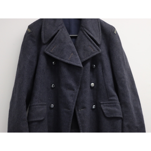 1017 - A blue Air Training Corps double breasted wool long coat, size 6 by John Hammons & Co Ltd.