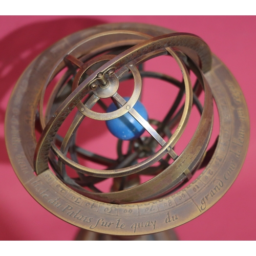 1066 - A French brass Armillary sphere, 36.5cm high.