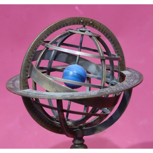 1066 - A French brass Armillary sphere, 36.5cm high.