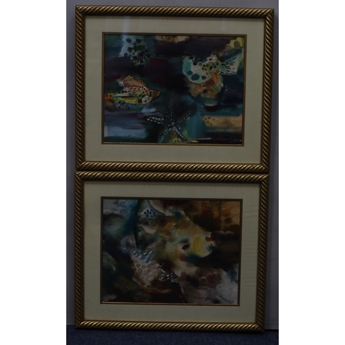 1070 - 2 watercolours depicting fish, signed Jayavanth '98 in gilt frames, 33.5 x 26cm.