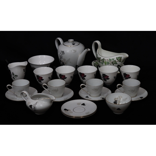 1081 - A part KPM china coffee service, coffee pot, cream jug, sugar bowl, 6 saucers 4 cups, 5 Royal Albert... 