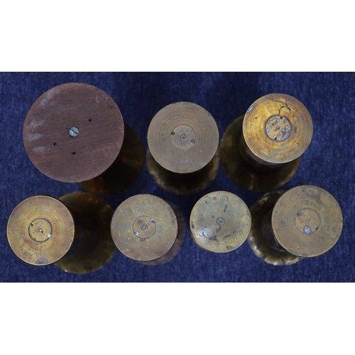 1084 - 7 various brass military shell case vases