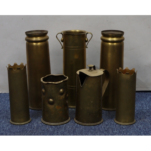 1087 - Various brass military shell cases etc.