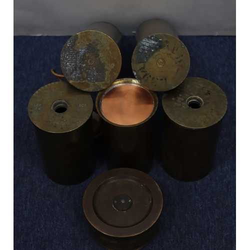 1090 - A quantity of various odd military shells, 1 converted to a lamp, 41cm high.