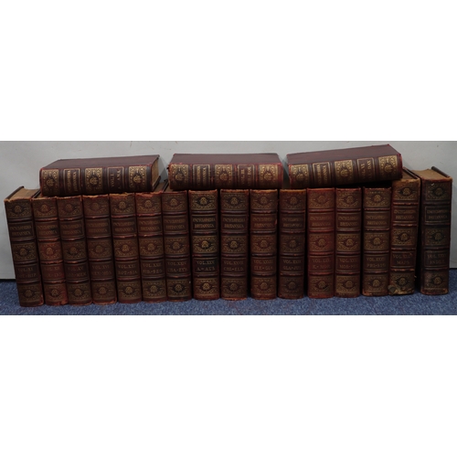 1096 - 19 volumes of The Encyclopaedia Britannica with decorative bindings, including 9th and 10th editions... 