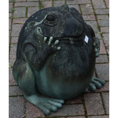 1111 - A modern composition model of a pot bellied frog, 48cm high.