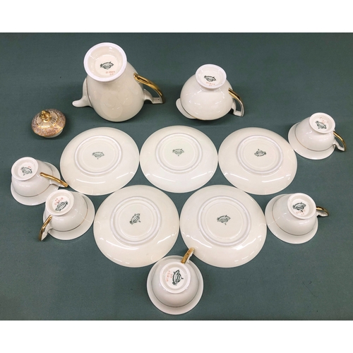 1113 - Thomas Avory Bavaria coffee service, coffee pot, jug, 5 cups, 5 saucers.