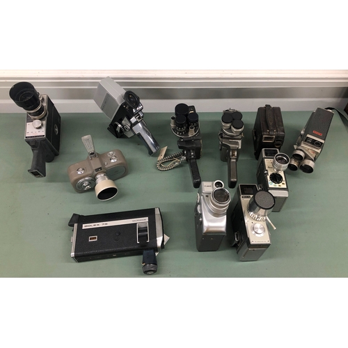 1121 - A quantity of various cine cameras, Bolex, Paillard-Bolex,Zeiss Movikon 8, Canon Motor Zoom 8, Marks... 