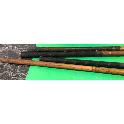 1136 - A Gamebird shooting stick and 4 early golf clubs