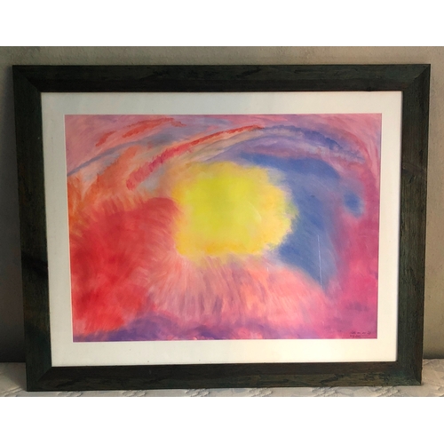 1144 - An abstract watercolour, signed Nikki Van Der Zyl, dated May  2000, in wood frame, 71.5 x 32.5cm.