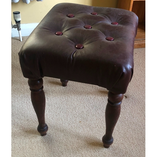 1154 - 2 matching stools with brown leather tops and leather buttons, 44cm wide, 37cm deep, 48cm high. (2) ... 