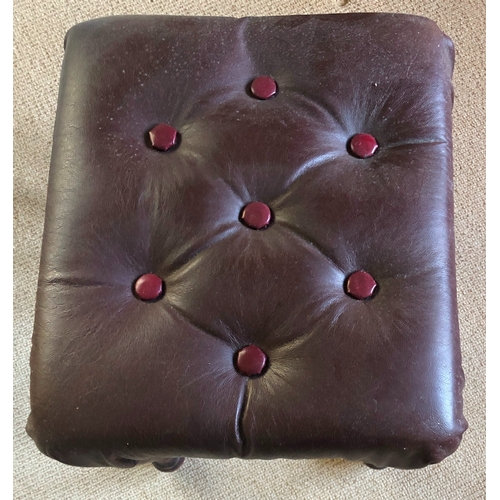 1154 - 2 matching stools with brown leather tops and leather buttons, 44cm wide, 37cm deep, 48cm high. (2) ... 