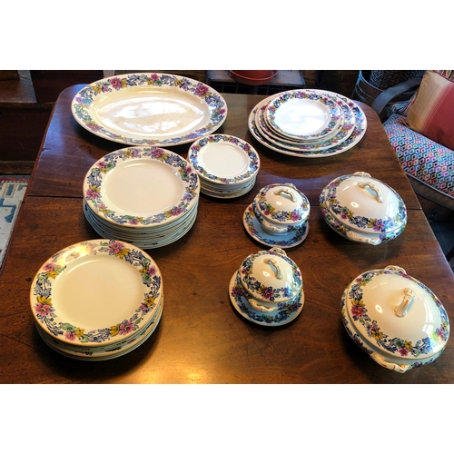 1179 - Wedgwood & Cole dinner service with multi-coloured floral pattern, 12 large dinner plates, 10 smalle... 