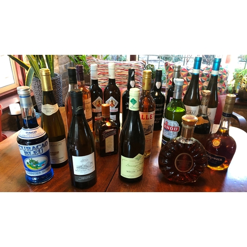 1186 - A quantity of various wines and spirits, Courvoisier Fine Cognac, Alsace Grand Cru 2015, Menetou-Sal... 