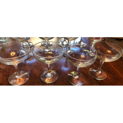 1188 - 11 matching Babycham glasses and 1 other Baby Bubbly glass, 4 similar glasses, a set of 6 Irish coff... 