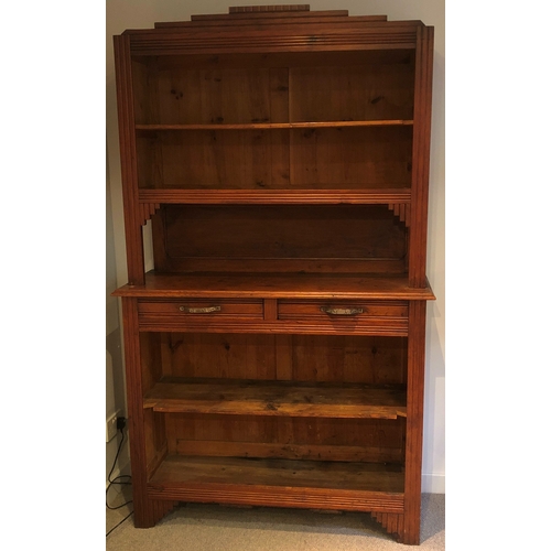 1193 - A modern shelf and drawer unit, 2 drawers, metal handles, 115cm wide, 40.5cm deep. This Lot is not h... 