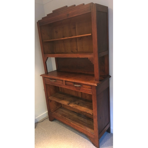 1193 - A modern shelf and drawer unit, 2 drawers, metal handles, 115cm wide, 40.5cm deep. This Lot is not h... 