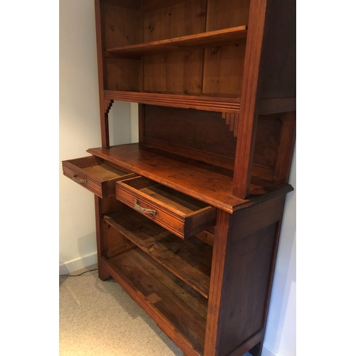 1193 - A modern shelf and drawer unit, 2 drawers, metal handles, 115cm wide, 40.5cm deep. This Lot is not h... 