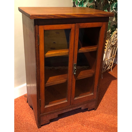 1195 - A low-level wooden cabinet, 2 glazed panel doors enclosing 2 shelves, 51cm wide, 32.3cm deep, 75cm h... 