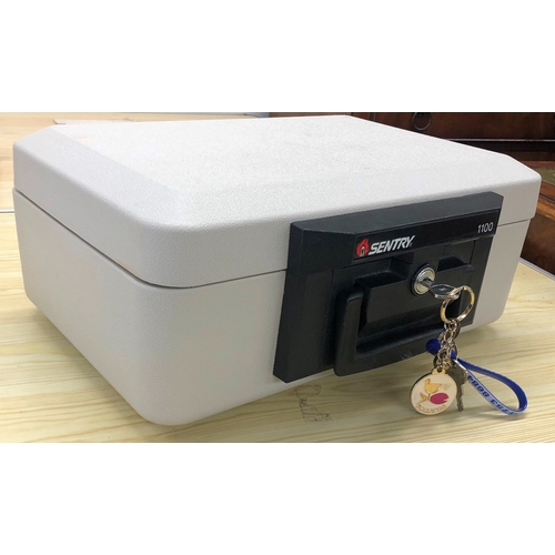 1209 - Sentry 1100 Portable Fire Safe Security Box Chest Lockbox with 2 keys, 36cm wide, 24cm wide, 16cm hi... 