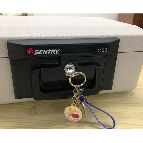 1209 - Sentry 1100 Portable Fire Safe Security Box Chest Lockbox with 2 keys, 36cm wide, 24cm wide, 16cm hi... 