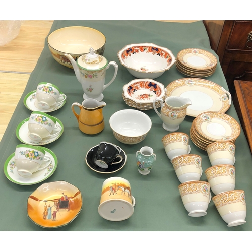 1217 - A Noritake part service, 6 cups, 6 saucers, 6 side plates, 1 jug, 1 platter, 3 Noritake cups and sau... 