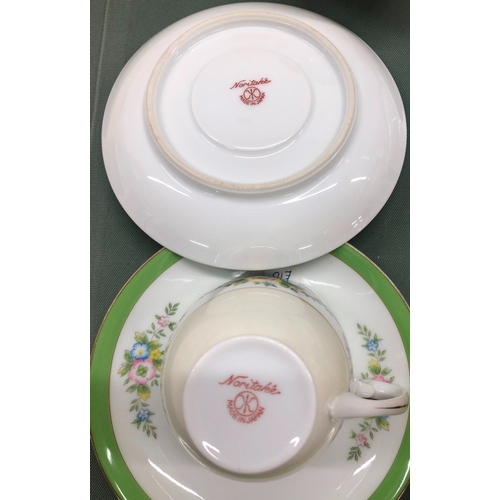 1217 - A Noritake part service, 6 cups, 6 saucers, 6 side plates, 1 jug, 1 platter, 3 Noritake cups and sau... 