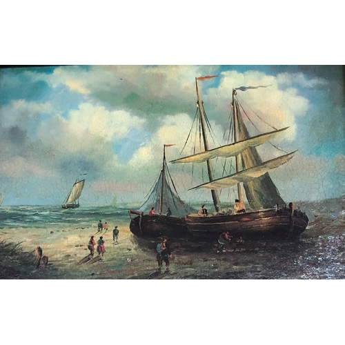 1227 - 3 reproduction pictures of dog and sailing ship, all in gilt frames.