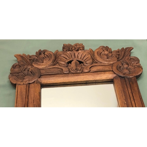 1228 - A mirror in carved wood frame, 55.5cm wide, 73cm high.