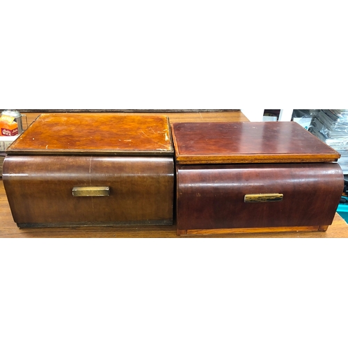 1230 - 2 vintage PlusaGram portable record players in wood cases