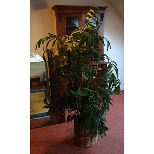 1273 - A 2-handles wicker basket, 46cm high overall with large green artifical plant, 175cm high overall. T... 