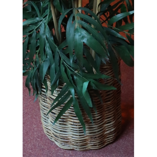 1273 - A 2-handles wicker basket, 46cm high overall with large green artifical plant, 175cm high overall. T... 