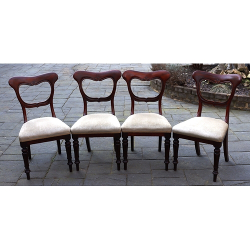 1288 - A set of 4 mahogany chairs with dark cream brush fabric seats on turned front legs. This Lot is not ... 