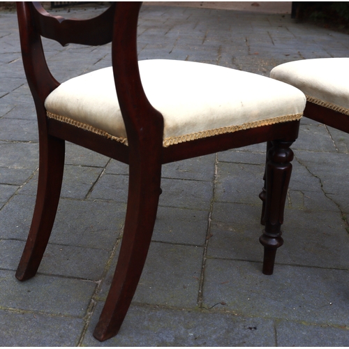 1288 - A set of 4 mahogany chairs with dark cream brush fabric seats on turned front legs. This Lot is not ... 