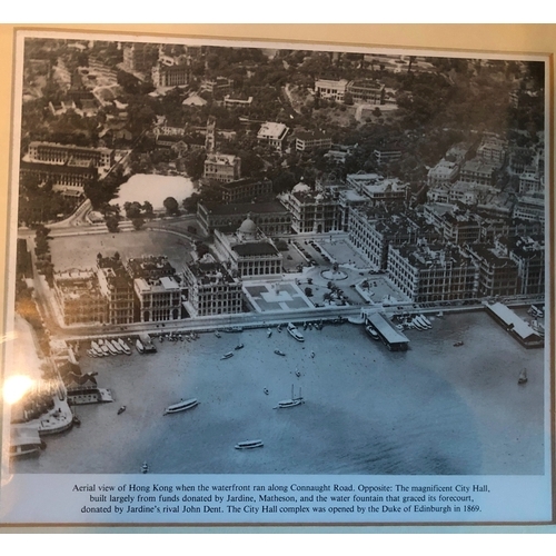 1169 - 4 matching black and white prints of Hong Kong, Hong Kong's clock Tower, Peder Street, aerial view o... 