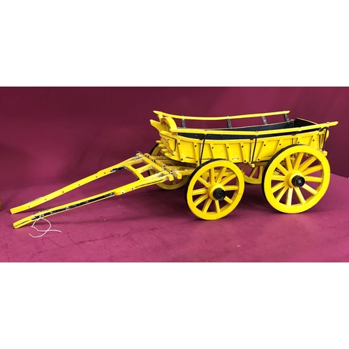 1242 - A model horse cart, 69cm overall, a smaller horse trap, a vintage Tallent Old Bond England Oak Barre... 