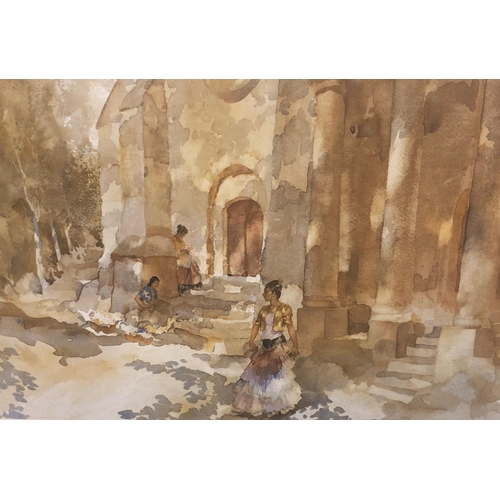 1256 - W. Russell Flint print in black and gilt frame, 33.5 x 24cm and an unframed W. Russell Flint print