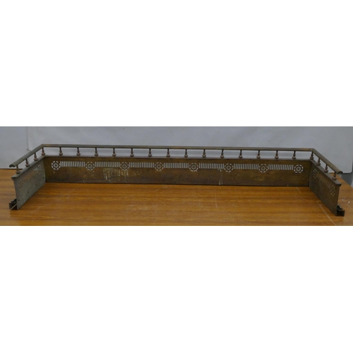 2148 - A brass and metal fire surround, 134cm wide, 34cm deep, 20cm high.