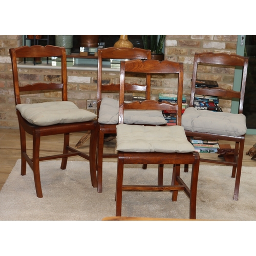 2300 - A set of 6 dining chairs with wooden slatted seats, grey fabric base cushions. This Lot is not held ... 