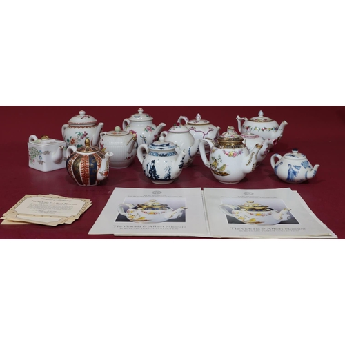 136 - 12 modern reproduction teapots after Royal Worcester 