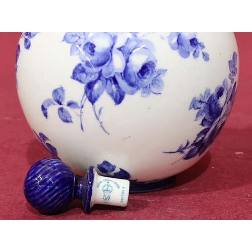 153 - A Royal Doulton glazed earthenware round bulbous shaped potpourri with pierced cover on blue ground ... 