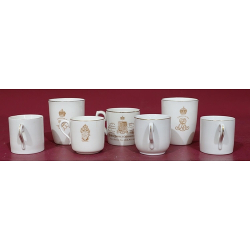 160 - 7 Edward VII and Queen Alexandra Royal Doulton mugs and cups - 3 with inner portraits of Edward VII ... 