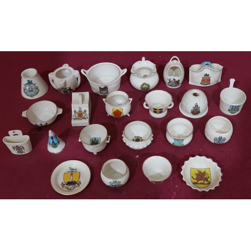 167 - 2 W.H Goss crested china lobster pots and a quantity of various similar W.H Goss crested china items... 