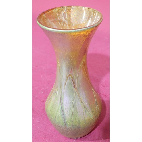 203 - An Alum Bay opaque glass round bulbous thin neck trumpet shaped vase, 28.5cm high