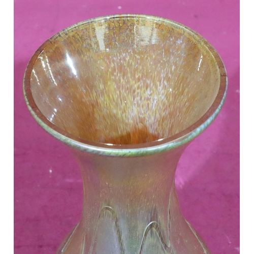 203 - An Alum Bay opaque glass round bulbous thin neck trumpet shaped vase, 28.5cm high