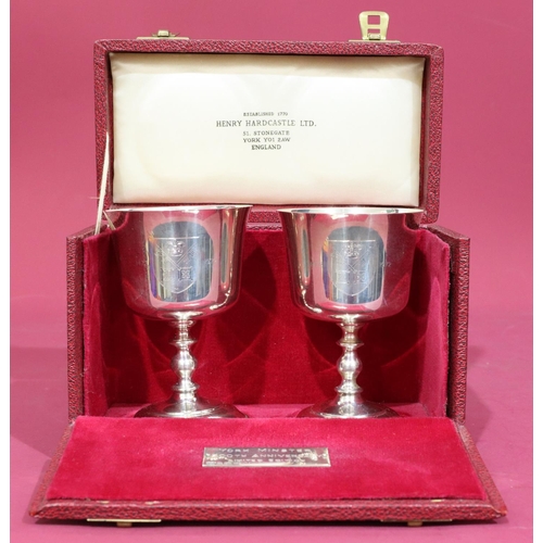 298 - A pair of limited edition Birmingham silver Henry Hardcastle Ltd goblets on turn stems with round ba... 