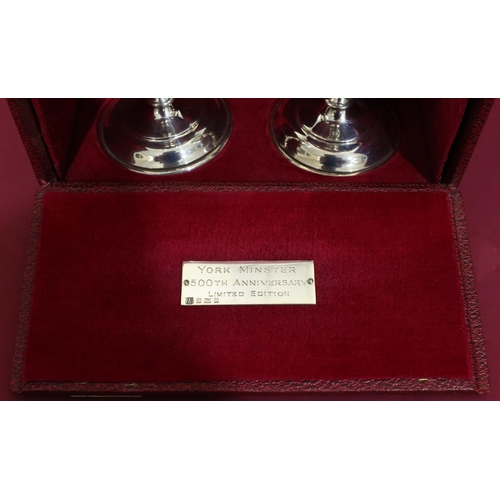 298 - A pair of limited edition Birmingham silver Henry Hardcastle Ltd goblets on turn stems with round ba... 