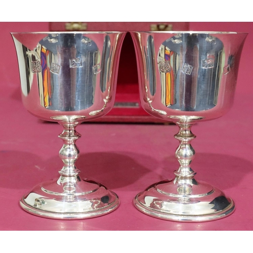 298 - A pair of limited edition Birmingham silver Henry Hardcastle Ltd goblets on turn stems with round ba... 