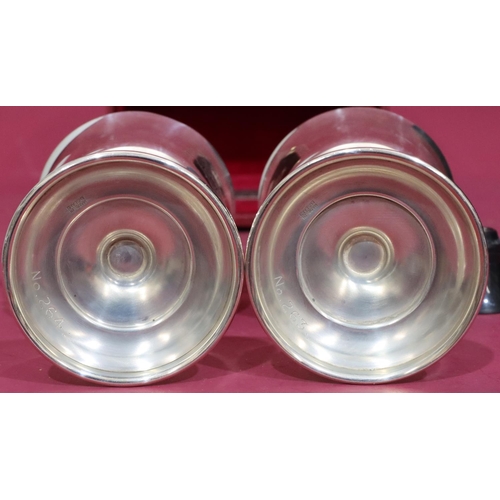 298 - A pair of limited edition Birmingham silver Henry Hardcastle Ltd goblets on turn stems with round ba... 