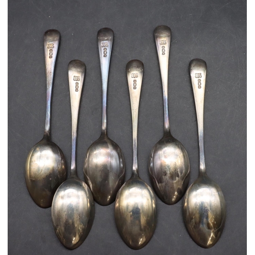 311 - A set of 6 Sheffield silver teaspoons in fitted red leather case, 2.8 oz